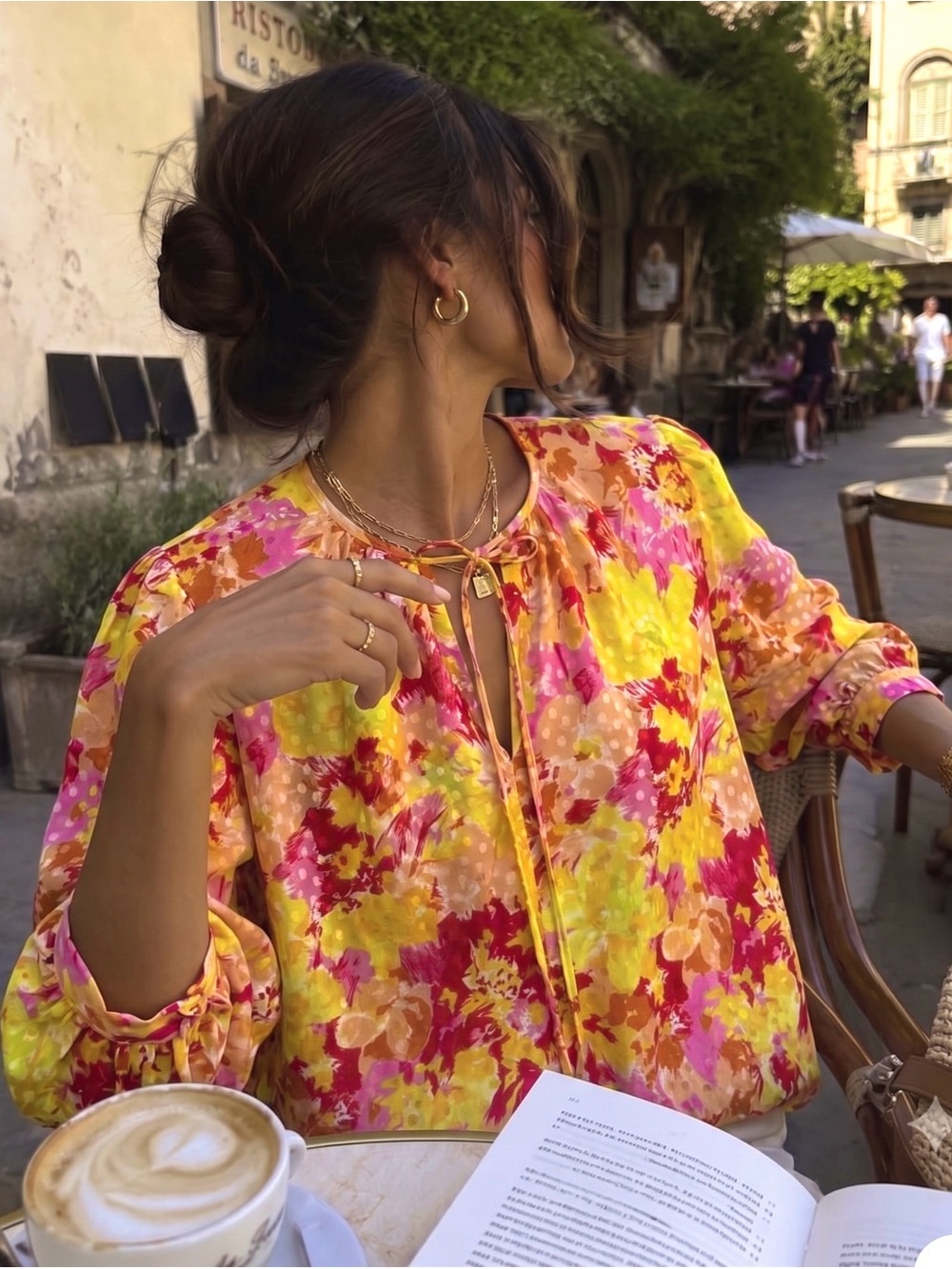 Rare Vintage Nina Ricci Watercolor print Silk Blouse Sz S/M